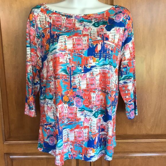 PECK&PECK PETITE SUMMER TOP 3/4 SLEEVES SIZE PL Excellent Condition - Picture 4 of 7